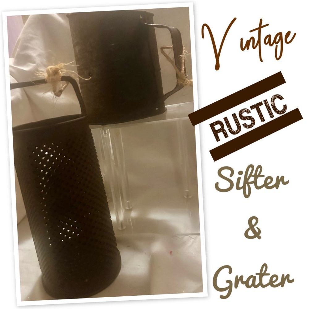 Vintage Rustic Sifter and Grater Set